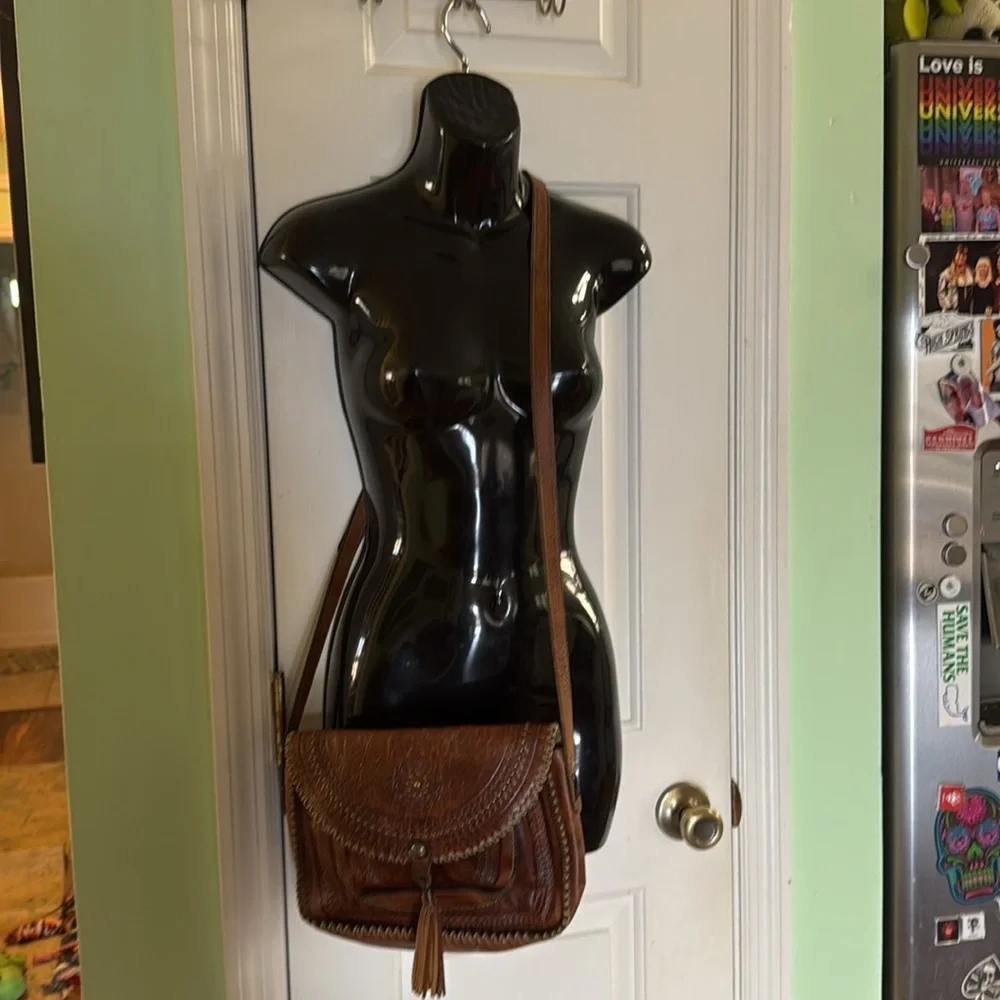 Patricia Nash Brown Beaumont Tooled Leather Boho Western Crossbody Bag